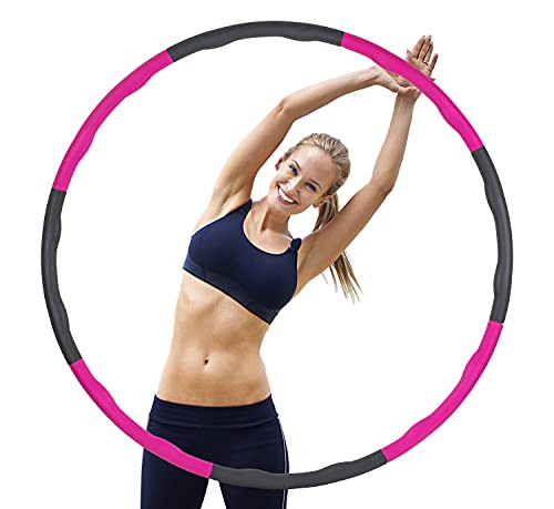 Hoola Hoops for Adults- Weighted Hoops for Exercise - 8 Detachable Sections- Weight Loss Professional Soft Fitness Exercise Hoop -Pink-
