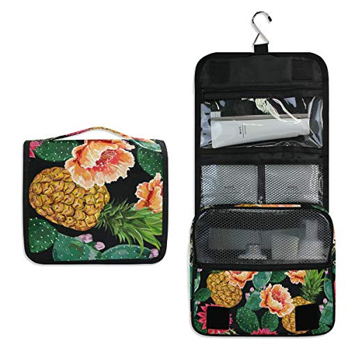 Hanging Travel Toiletry Bag - Floral Summer Tropical Cosmetic Makeup Bag Pouch Organizer for Women and Girls Waterproof