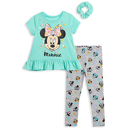 Disney Minnie Mouse Little Girls Ruffled T-Shirt and Legging Set 6-6X Aqua/Grey Disney Minnie Mouse Little Girls Ruffled T-Shirt and Legging Set 6-6X Aqua/Grey