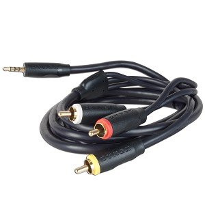 6' Dynex DX-AV071 3.5mm (M) to 3 RCA (M) Audio/Video Cable w/Gold-Plated Connectors -Connect a MP3/MP4 Player to Your TV