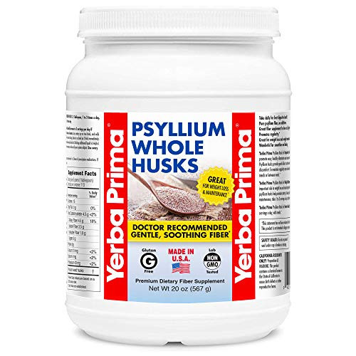 Yerba Prima Psyllium Whole Husks Colon Cleanser, All Natural, Dietary Fiber Supplement, 20 oz - -68 Servings-