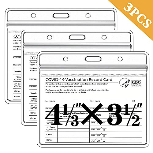 [3PCS-Large- TSAIYOGA Vaccine Card Protector, CDC Vaccination Card Protector 4x3, Covid Vaccine Card Holder, Immunization Card Sleeve Plastic Waterproof