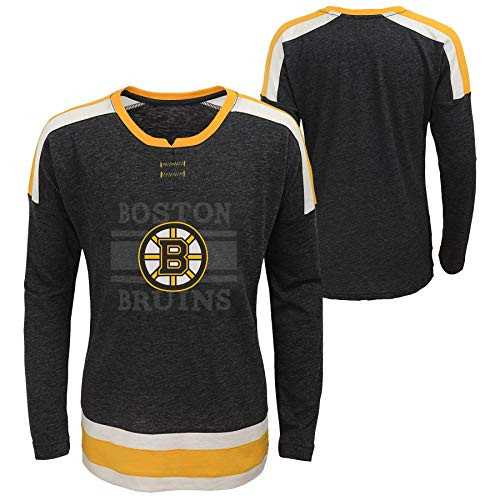 Outerstuff NHL Youth Girls -7-16- Celly Long Sleeve Hyper Slub Tee, Boston Bruins Black Large -14- Outerstuff NHL Youth Girls -7-16- Celly Long Sleeve Hyper Slub Tee, Boston Bruins Black Large -14-