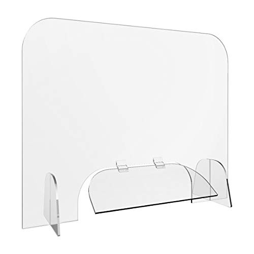 Sneeze Guard for Counter and Desk - Acrylic Divider Plexiglass Barrier Protection Shield for Checkout Counter Desk 32" x 24"