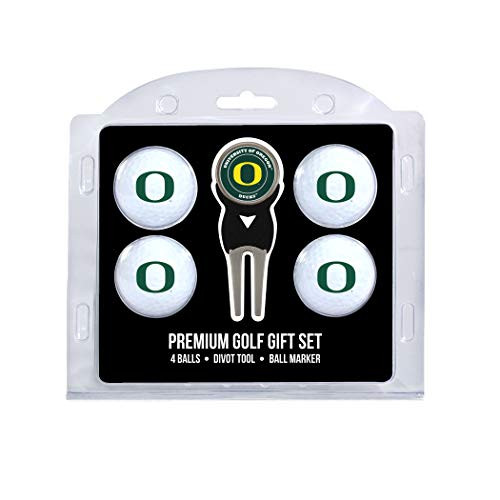 Team Golf NCAA Oregon Ducks Regulation Size Golf Balls -4 Count-  and  Divot Tool with Removable Double-Sided Magnetic Marker