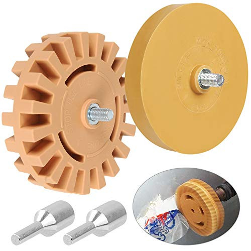 STARVAST Rubber Eraser Wheel 4 inch / 3.5 inch Decal Adhesive Remover with Drill Adapter  Pinstripe, Striping, Vinyl Decal, Graphics, Stickers Removal Tool -2 Pack-