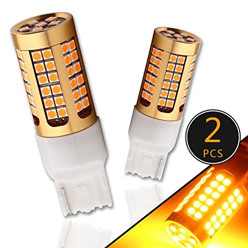 EverBright 2200Lumen 7440 Led Bulb Amber, No Hyper Flash Turn Signal Bulb T20 7440A 992 W21W Led Bulb, Canbus Error Free Led Turn Signal Light Yellow 3030 Chipset 78SMD, -Pack of 2