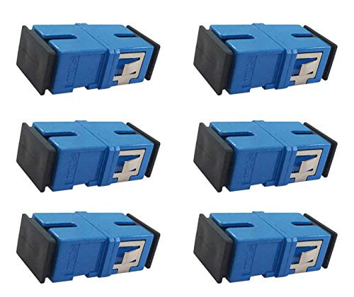 SC Fiber Coupler SC Connector SC Fiber Optic Connector Adapter SC to SC Female Singlemode Simplex UPC Fiber Connector 6 Pack -Blue-