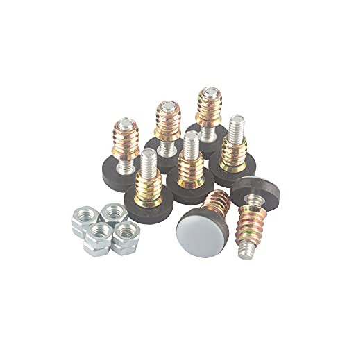 CSFMC Furniture Leveler PTFE-Teflon- Bottom-20mm Base 1/4-20,8 Pack-,Threaded Shank Adjust Pads,Table/Chair/Cabinet/Sofa Medium Adjustable Legs Leveling,Nuts Installation and Floor Protection