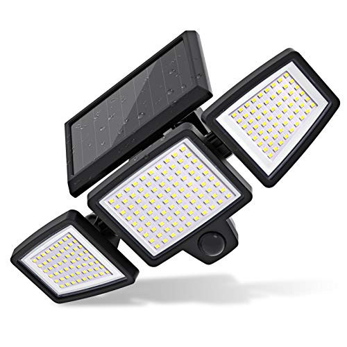Solar Lights Outdoor, 2500LM Solar Flood 210 LED Security Lights with Motion Sensor Wireless 25FT IP65 Waterproof 3 Heads Spot Flood Wall Lights for Porch Garage Yard Entryways Patio -Black, 1Pcs- Solar Lights Outdoor, 2500LM Solar Flood 210 LED Security Lights with Motion Sensor Wireless 25FT IP65 Waterproof 3 Heads Spot Flood Wall Lights for Porch Garage Yard Entryways Patio -Black, 1Pcs-