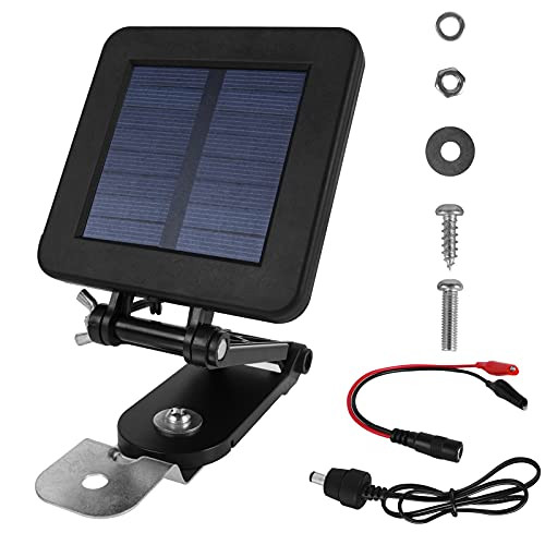 shumi Solar Panel for Deer Feeder - 6V Solar Panel Waterproof Small Solar Battery Charger Maintainer with an Adjustable Bracket and Alligator Clip for 6 Volt Rechargeable Batteries