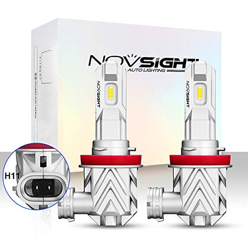 NOVSIGHT H11/H8/H9 LED Headlight Bulbs 50W 6000K White 10000LM N35 LED Car Light,HID or Halogen HeadLight 1:1 Replacement, Pack of 2
