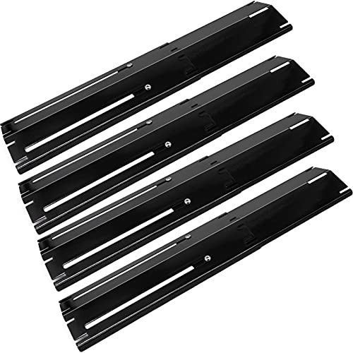 Criditpid 4-Pack Porcelain Steel Universal Heat Plate Shields Grill Parts for Brinkmann, Charbroil Nexgrill, Backyard Grill, Extends from 11.75 to 21" L, Burner Cover Replacement for Charbroil Grills