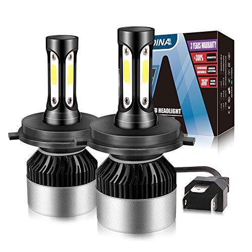 H4 9003 Led Headlight Bulbs with High-Low Beam, with Extremely Bright COB Chips Cool White Led Headlamps 10000LM 6500K 50W