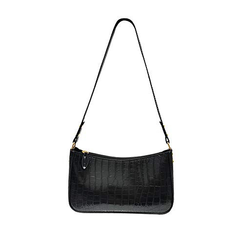 AMHDV Classic Clutch Shoulder Bags Crocodile Pattern Small Crossbody Handbag Bag with Zipper Closure -styleB-01black-