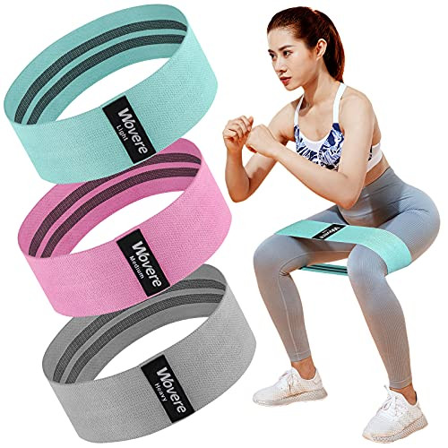 Wovere 3 Fabric Resistance Bands , Loop Exercise Bands for Legs and Butt, Booty Workout Bands for Women, Glute Bands, Resistance Loop Bands, Non Slip Squat Bands with 3 Resistant Levels