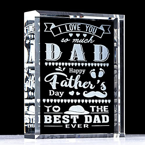 Father Day Gifts From Daughter Wife, Crystal Paperweight Personalized Father Day Gifts For Dad From Son, Engraved Best Dad Ever, I Love You So Much Dad