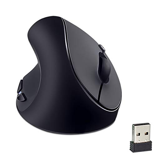 Left-Handed Mouse,2.4GHz Ergonomic Vertical DPI 800/1200/1600 Wireless Mouse with USB Receiver for Small Hand,Black