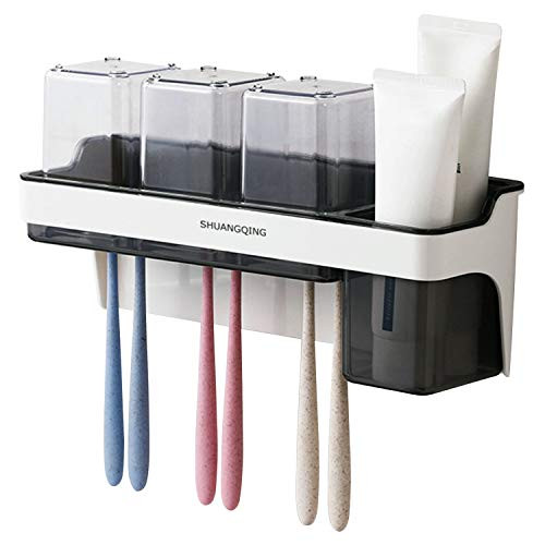 Galapara Toothbrush Holder Wall Mounted, Multifunctional Toothbrush Rack Wall Mounted, Toothbrush Holder Toothbrush Cup Organizer Toothbrush Slots Toothpaste Storage Rack for Washroom Bathroom Galapara Toothbrush Holder Wall Mounted, Multifunctional Toothbrush Rack Wall Mounted, Toothbrush Holder Toothbrush Cup Organizer Toothbrush Slots Toothpaste Storage Rack for Washroom Bathroom