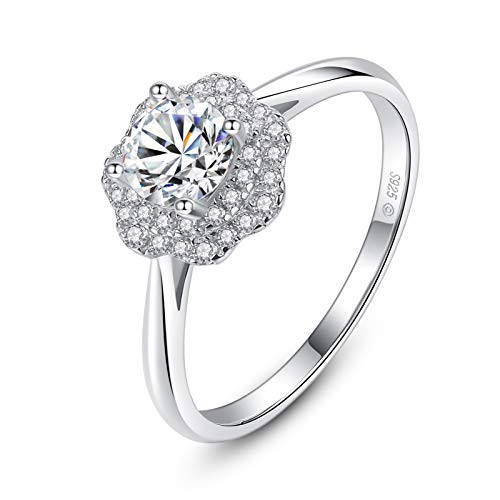 VIKI LYNN 925 Sterling Silver Flower Shaped Cubic Zirconia Wedding Engagement Ring for Women Size 7 VIKI LYNN 925 Sterling Silver Flower Shaped Cubic Zirconia Wedding Engagement Ring for Women Size 7