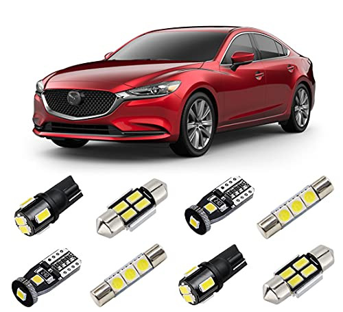 BRISHINE White Interior LED Lights Kit for Mazda 6 2014 2015 2016 2017 2018 2019 Super Bright 6000K LED Interior Light Bulbs Package  plus License Plate Lights and Install Tool