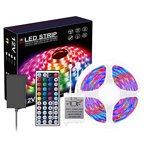 16.4ft RGB LED Strip Lights,3825 Smart Led Lights Strip Music Sync Flexible Color Changing Lights App Control and 44keys Remote, Neon Lights for Home, Kitchen, TV, Party, Decoration-Waterproof- 16.4ft RGB LED Strip Lights,3825 Smart Led Lights Strip Music Sync Flexible Color Changing Lights App Control and 44keys Remote, Neon Lights for Home, Kitchen, TV, Party, Decoration-Waterproof-