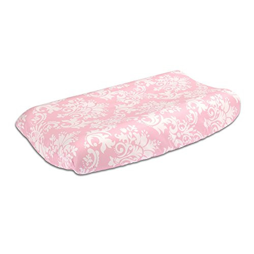 Pink Damask 100 percent Cotton Changing Pad Cover by The Peanut Shell