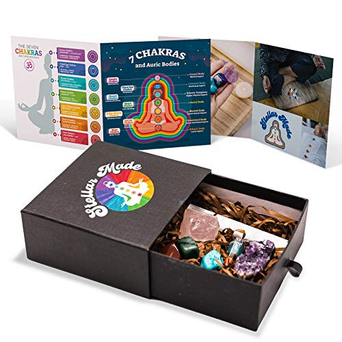Chakra Stones Crystal Set - Includes 7 Cluster Healing Stones, 3 Crystals, and a Pendulum - for Meditation, Yoga, Energy Healing, and More - Crystal Kit Includes Display Box and Chakra Crystals Guide Chakra Stones Crystal Set - Includes 7 Cluster Healing Stones, 3 Crystals, and a Pendulum - for Meditation, Yoga, Energy Healing, and More - Crystal Kit Includes Display Box and Chakra Crystals Guide