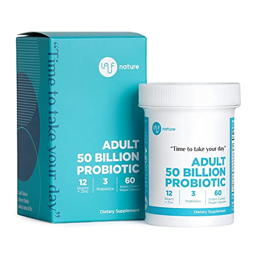 Lauf Nature Adult 50 Billion CFU 12 Probiotic with 3 Prebiotics Plus Zinc, Acidophilus Probiotic, Natural, Digestive Health, Immune Support, 60 Enteric Coated Veggie Capsules - 60 Servings Lauf Nature Adult 50 Billion CFU 12 Probiotic with 3 Prebiotics Plus Zinc, Acidophilus Probiotic, Natural, Digestive Health, Immune Support, 60 Enteric Coated Veggie Capsules - 60 Servings
