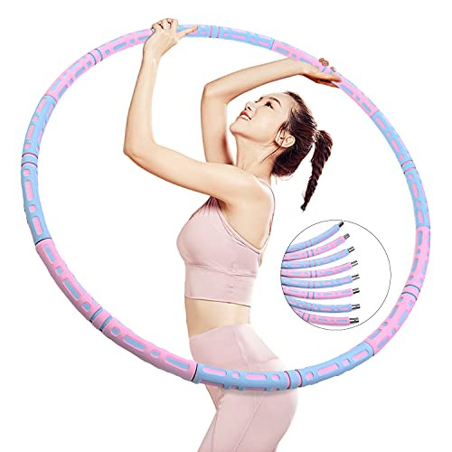Small and Beauty Exercise Hoop for Adults Weighted Fitness Hoop, Weighted Hoop for Exercises, Exercise Hoop for Losing Weight,8 Section Detachable Exercise Hoops,Stainless Steel Core with Thick Premium Foam -Pink-blue-2.2lbs- Small and Beauty Exercise Hoop for Adults Weighted Fitness Hoop, Weighted Hoop for Exercises, Exercise Hoop for Losing Weight,8 Section Detachable Exercise Hoops,Stainless Steel Core with Thick Premium Foam -Pink-blue-2.2lbs-