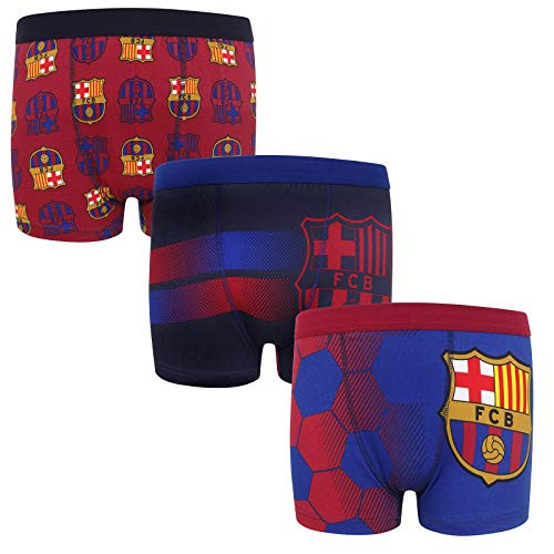 FC Barcelona Official Soccer Gift 3 Pack Boys Crest Boxer Shorts 7-8 Years