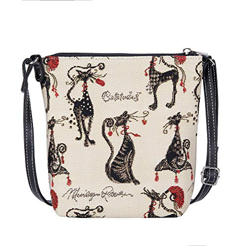 Signare Tapestry Small Crossbody Bag Sling Bag for Women with Marilyn Robertson Catitude Design -SLING-CUDE-
