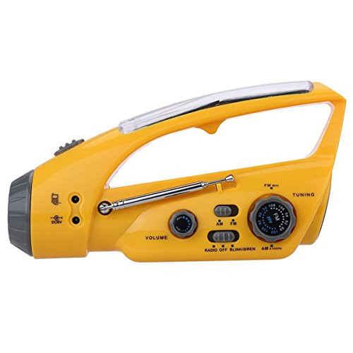 Solar Flashlight Radio Portable Emergency Hand Crank Self Powered AM/FM Radio Cellphone Charger with LED Flashlight Blink and Siren Solar Flashlight Radio Portable Emergency Hand Crank Self Powered AM/FM Radio Cellphone Charger with LED Flashlight Blink and Siren