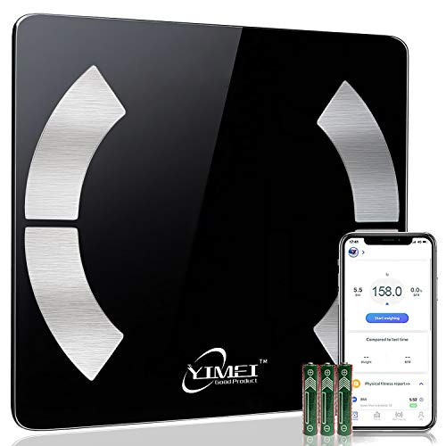Digital Bathroom Scale, Scales for Body Weight 400lb Bluetooth Wireless Smart Fat Scales for People Composition Monitor Analyzer -Black-