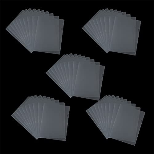 Jakie-Mar 50pcs L-Type Plastic Document Folder Transparent Copy Safe Project Pocket US Letter/ A4 Size L-Type Folders for School Office