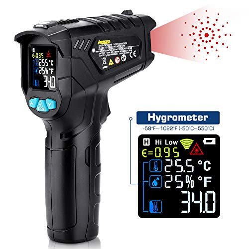 Digital Infrared Thermometer Laser Temperature Gun,-58?~1022?(-50?~550?) Non-Contact IR Gun Thermometer with Humidity Tester Function for Cooking Kitchen BBQ Meat Oven Outdoor Digital Infrared Thermometer Laser Temperature Gun,-58?~1022?(-50?~550?) Non-Contact IR Gun Thermometer with Humidity Tester Function for Cooking Kitchen BBQ Meat Oven Outdoor