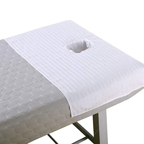 ZHONGJIUYUAN 5PCS Cotton Massage Table Sheet, Massage Bed Cover with Face Hole,Salon SPA Cover,Salon Bed Sheet, Beauty Massage Bed Sheets SPA Couch Cover -55x75cm