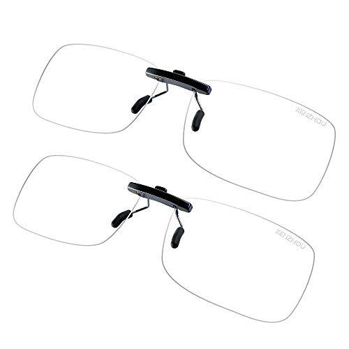 Blue Light Filter Clip-on Computer Reading Glasses UV Blue Light Anti Eye Strain Unisex Anti Blue 2 Pack (Transparent)