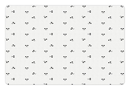 Ambesonne Skull Pet Mat for Food and Water, Skull Design Backdrop with Minimalistic Features Abstract Display, Rectangle Non-Slip Rubber Mat for Dogs and Cats, Charcoal Grey White