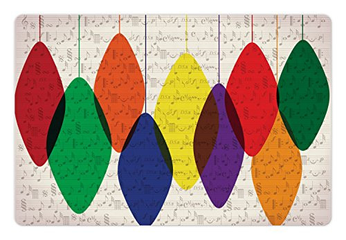 Lunarable Vintage Modern Pet Mat for Food and Water, Sheet Music Background with Colorful Elliptic Ornaments Pattern, Rectangle Non-Slip Rubber Mat for Dogs and Cats, Multicolor Lunarable Vintage Modern Pet Mat for Food and Water, Sheet Music Background with Colorful Elliptic Ornaments Pattern, Rectangle Non-Slip Rubber Mat for Dogs and Cats, Multicolor