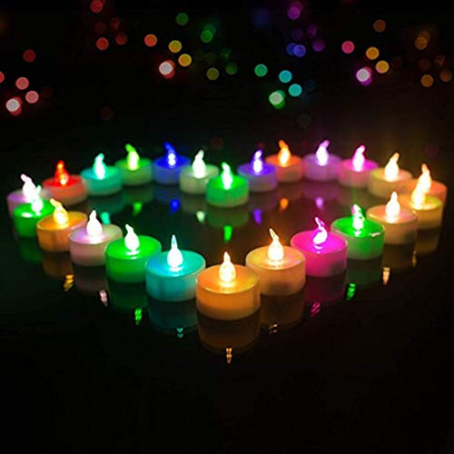 Flameless LED Tealight,Set of 24 ,Color Change Flickering LED Candle,Battery Operated Flickering LED Candle for Halloween,Wedding,Christmas,Table Dinning,Home Decor