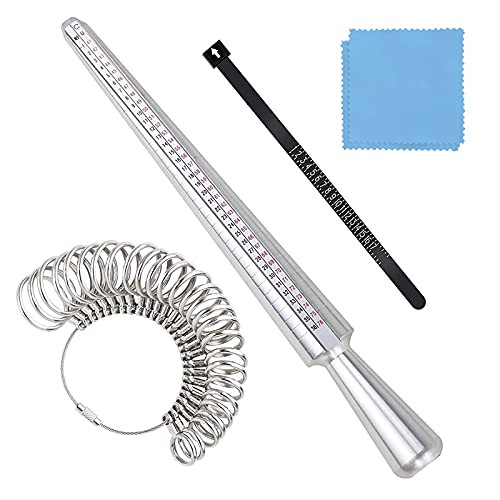 Metal Ring Sizer Measuring Tool,US Ring Size Measurement Tool,Ring Mandrel for Ring Making,Mens Ring Sizer for Jewelry Making,Ring Measure  and  Gauges for Finger Sizer,Ring Sizing Kit of 5