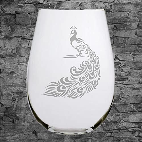 Peacock Crystal Stemless Wine Glass,Engraved Whiskey Glass Shot Glass,Perfect For Father Mom Boy Or Girl Friend Friend