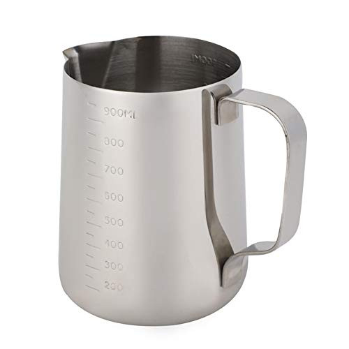 Milk Frothing Pitcher, Stainless Steel Measuring Cup Coffee Jug Milk Frothing Pot Espresso Latte Pitcher-10912.5cm-