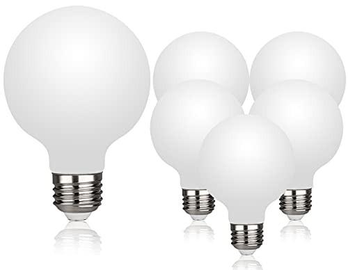 MYEMITTING Vintage Edison Style G80 Large Milky Glass LED Filament Light Bulbs 4.5W Equivalent to 40W Warm White 2700K LED Edison Globe Light Bulb CRI90 Dimmable 450lm E26 Medium Base 6 Pack