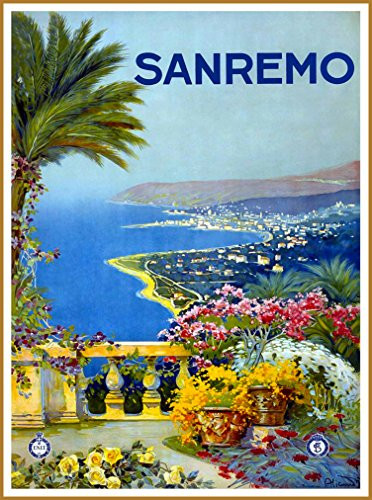 A SLICE IN TIME Sanremo San Remo Italia Italy Italian Vintage Travel Advertisement Art Poster Print. Poster Measures 10 x 13.5 inches