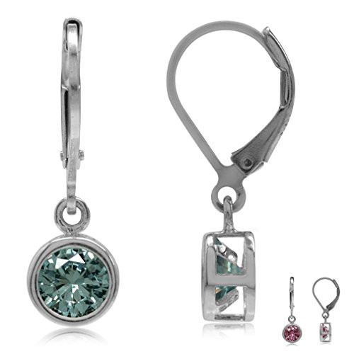 Silvershake 6mm Round Simulated Color Change Alexandrite Bazel Set 925 Sterling Silver Leverback Dangle Earrings Silvershake 6mm Round Simulated Color Change Alexandrite Bazel Set 925 Sterling Silver Leverback Dangle Earrings