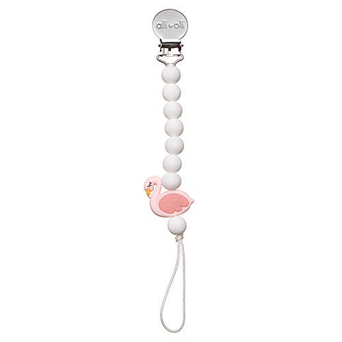 Ali plusOli Pacifier Clip Holder for Baby | Limited Edition -Flamingo-