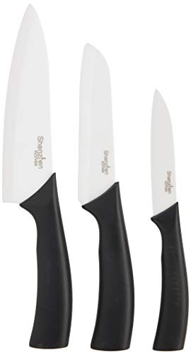 Kitchen 3-piece ceramic knife set. Includes 3 ceramic knives (6.5" Chef's knife, 5" Slicing/Utility knife & 4" Paring knife) by Shenzhen Knives