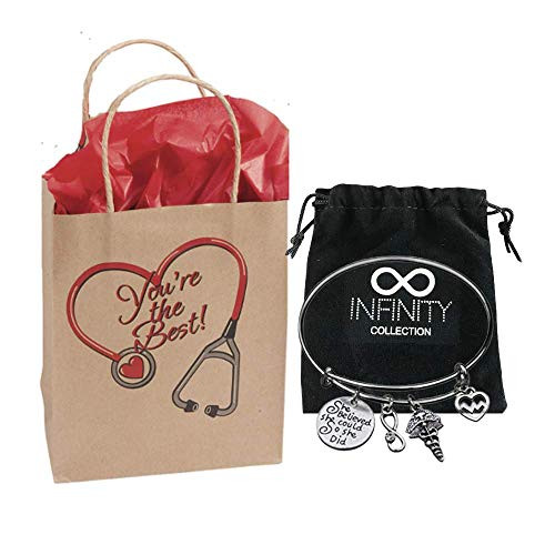 Infinity Collection Nurse Bracelet  and  Card Gift Set, Nurse Gift, Nurse She Believed She Could Bangle, Nursing Bracelet Makes Perfect Nurses Gift